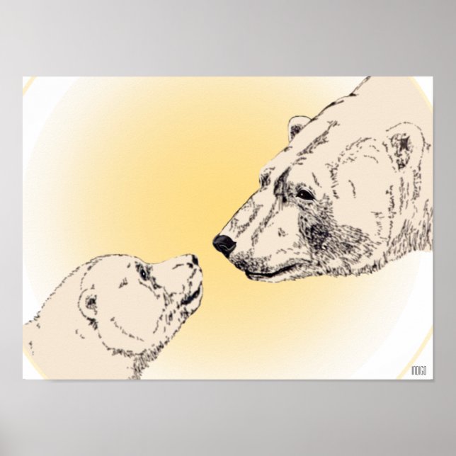 Poster de l'ours polaire et de l'ourson Faune Déco (Devant)