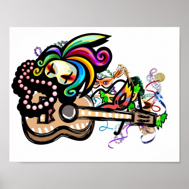 Poster de Mardi Gras Ukulele (Devant)
