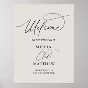 Poster de Mariage de bienvenue de script minimal