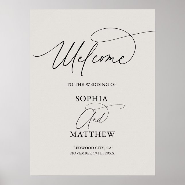 Poster de Mariage de bienvenue de script minimal (Devant)