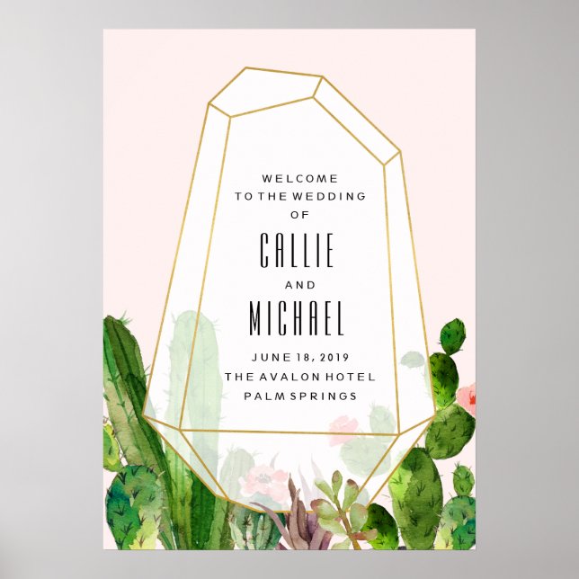 Poster de mariage personnalisé Succulent du désert (Devant)