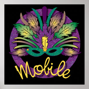 Poster de Masque Mardi Gras - Mobile, AL