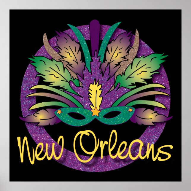 Poster de Masque Mardi Gras - Nouvelle-Orléans, LA (Devant)