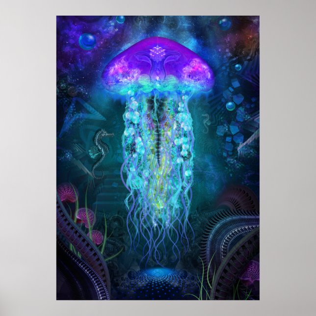 Poster de méduses lumineuses (Devant)