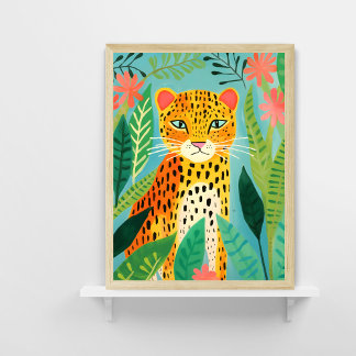 Poster de mignonne léopard dans la peinture de la 