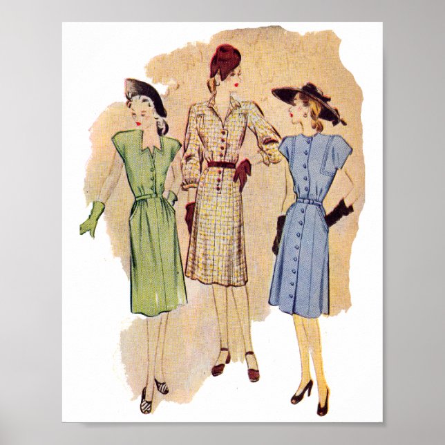 Poster de mode vintage des années 1940 (Devant)