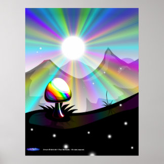 Poster de montagne de champignons