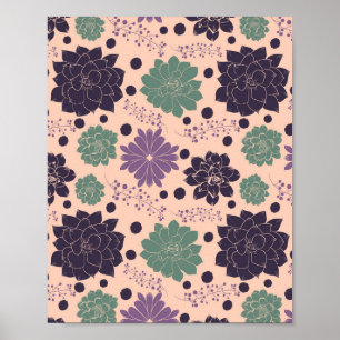 Poster de motifs floraux rose Succulent