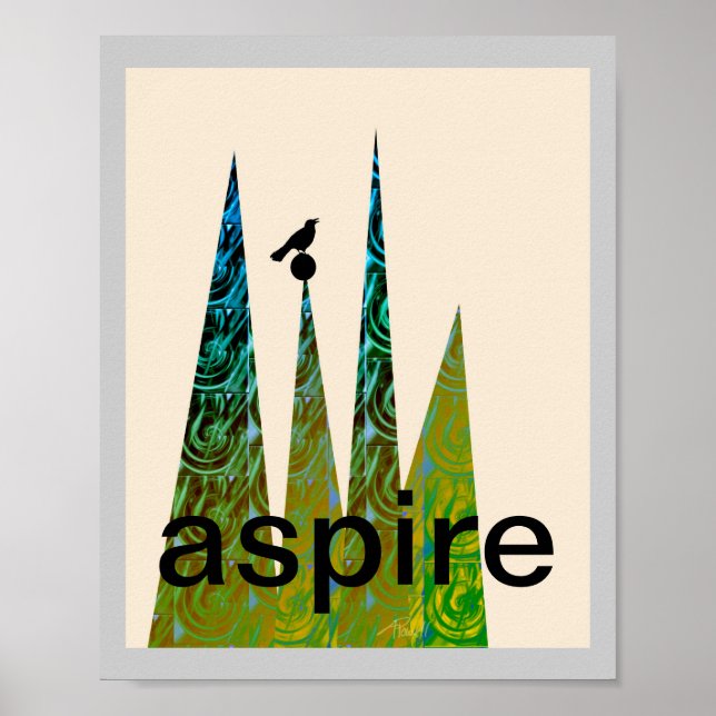 poster de motivation texte art oiseau abstrait mod (Devant)