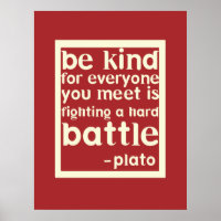 Poster de mots inspirants Be Kind - Rouge