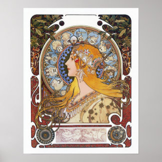 Poster de Mucha Art Nouveau - Zodiac - La Plume