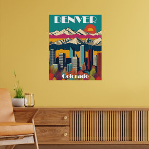 Poster de mur de voyage Denver Skyline Colorado