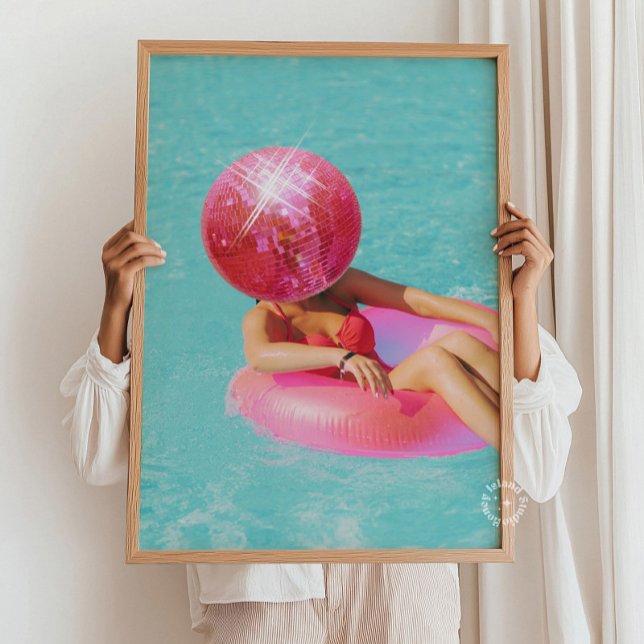 Poster de Mur Disco Rose - Décor Dortoir Fille (Créateur téléchargé)