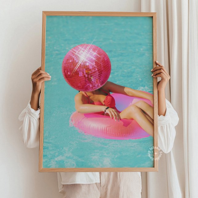 Poster de Mur Disco Rose - Décor Dortoir Fille (Créateur téléchargé)