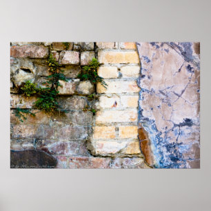 Poster de mur en briques rose et jaune HDR