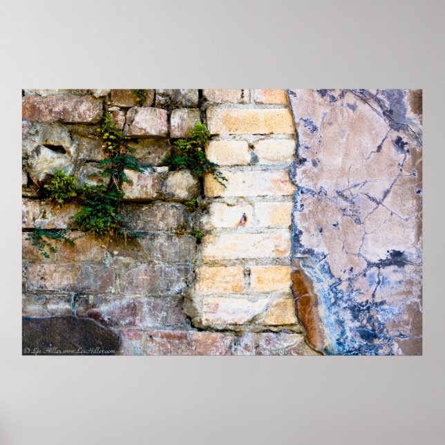 Poster de mur en briques rose et jaune HDR (Devant)