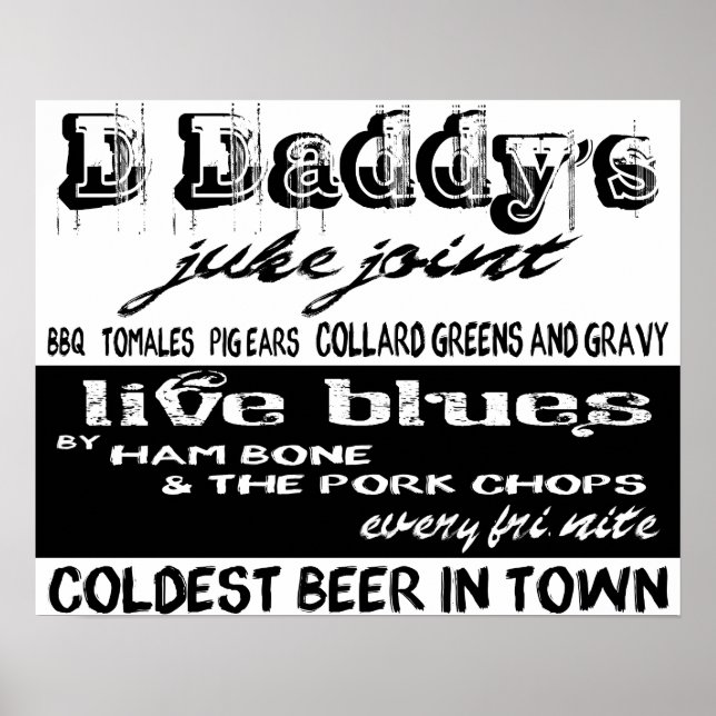 Poster de musique Blues de publicité vintage (Devant)