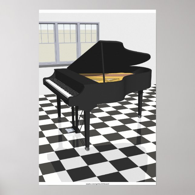 Poster de musique : Grand Piano & Tuiles : Modèle  (Devant)