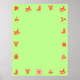 Poster de Noël blanc vert Bordure décorative rouge