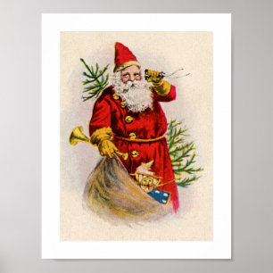 Poster de Noël de la clause vintage du Père Noël