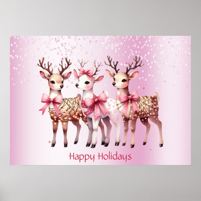 Poster de Noël Deer Holiday (Devant)