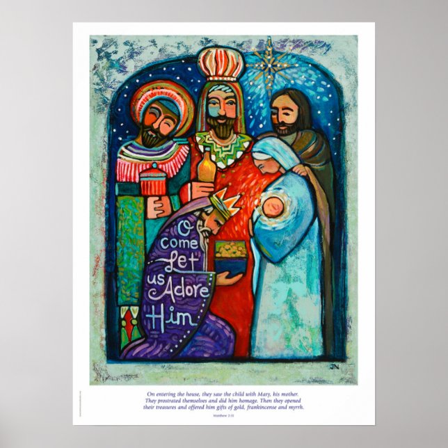 Poster de Noël des trois rois, Matthieu 2:11 verse (Devant)