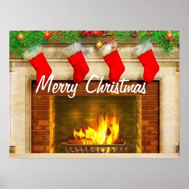 Poster de Noël et de cheminée Imprimer (Devant)