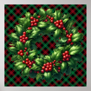 Poster de Noël Holly Wreath