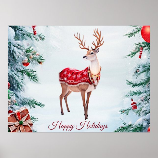 Poster de Noël Reindeer (Devant)