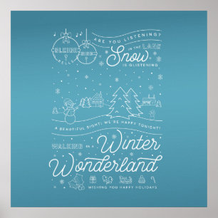 Poster de Noël Winter Wonderland 24x24 / Bleu
