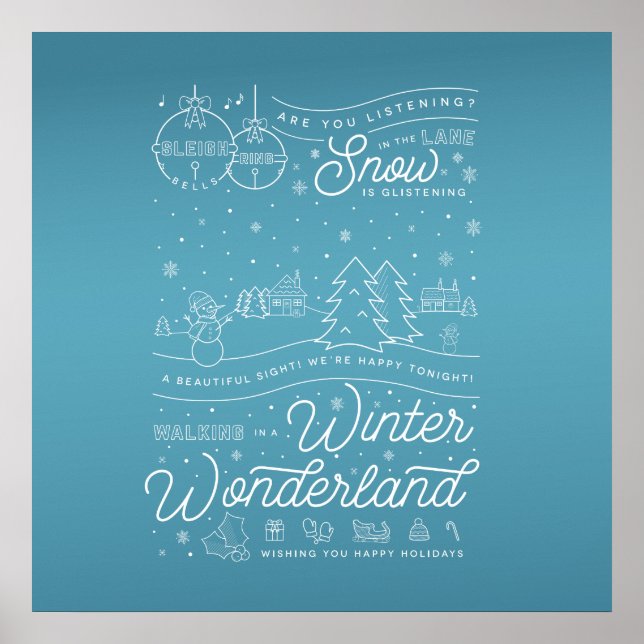 Poster de Noël Winter Wonderland 24x24 / Bleu (Devant)