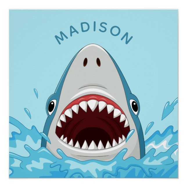 Poster de nom personnalisé Funny Shark (Devant)