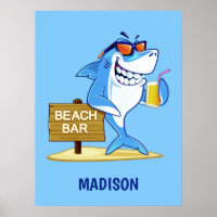 Poster de nom personnalisé Funny Shark