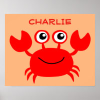 Poster de nom personnalisé Happy Crab