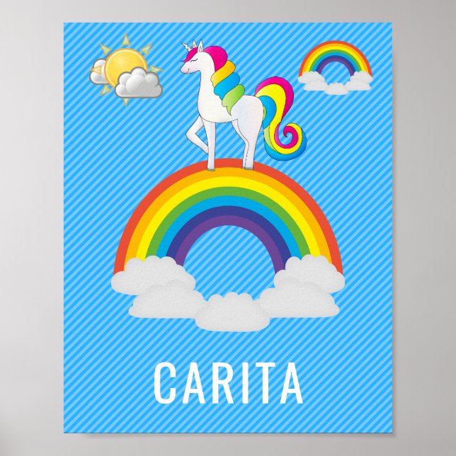 Poster de nom Unicorne personnalisée (Devant)