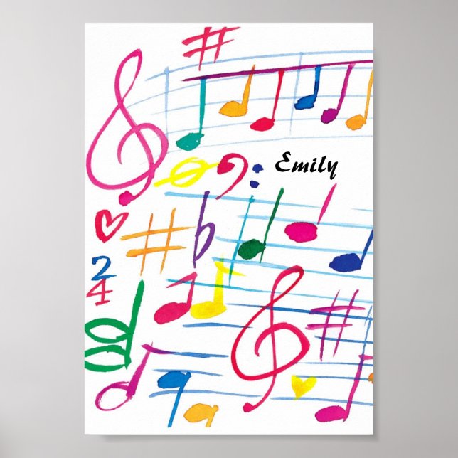 Poster de notes musicales personnalisées (Devant)