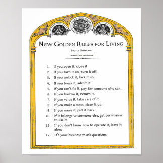 Poster De nouvelles règles d'or pour vivre