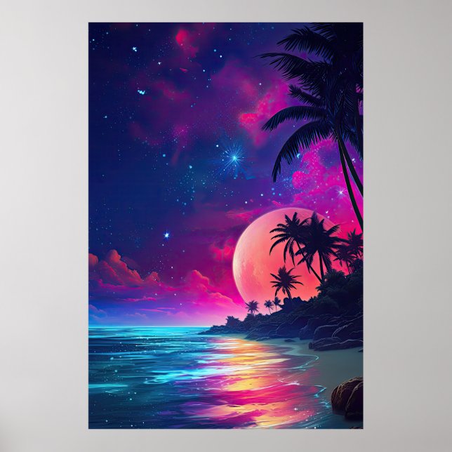 Poster de nuit coloré Imaginaire - Version 2 (Devant)