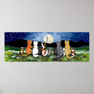 Poster de nuit de la famille des chats Navy Tabby