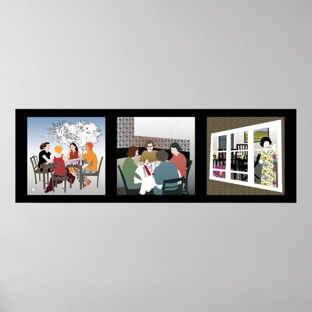 Poster de nuit du jeu Mah Jongg (Devant)