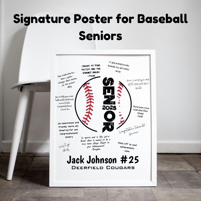 Poster de nuit senior de baseball pour signatures (Créateur téléchargé)