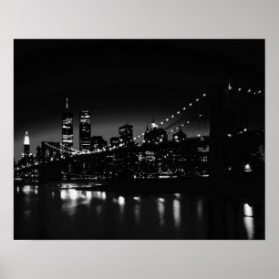 Poster de nuit unique en noir et blanc de New York