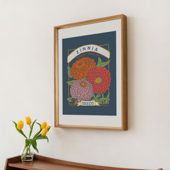 Poster de paquets de semences de Zinnia (Soft Navy (Créateur téléchargé)