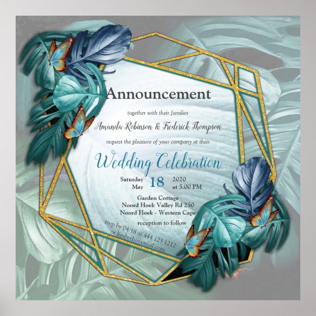 Poster de Paradise Tropical Splash en Blues, Turquoise (Devant)