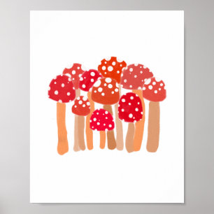 Poster de patchwork de champignons mignons