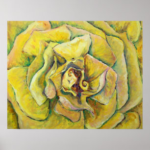 Poster de peinture à la rose jaune