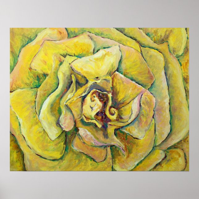 Poster de peinture à la rose jaune (Devant)