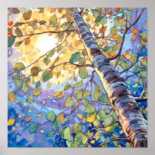 Poster de peinture à l'aquarelle de la forêt de Su