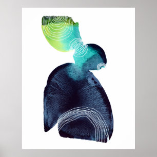 Poster de peinture à l'aquarelle minimaliste Abstr