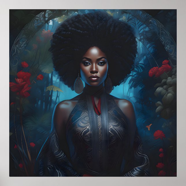 Poster de peinture à l'huile afro-américaine femme (Devant)